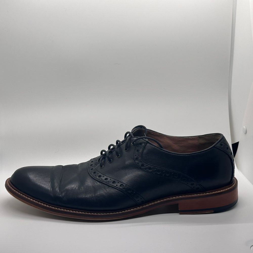 Aston Grey Collection Mens Tokyo Black Leather Oxford shoes Size 12 Pre Owned - Picture 5 of 13